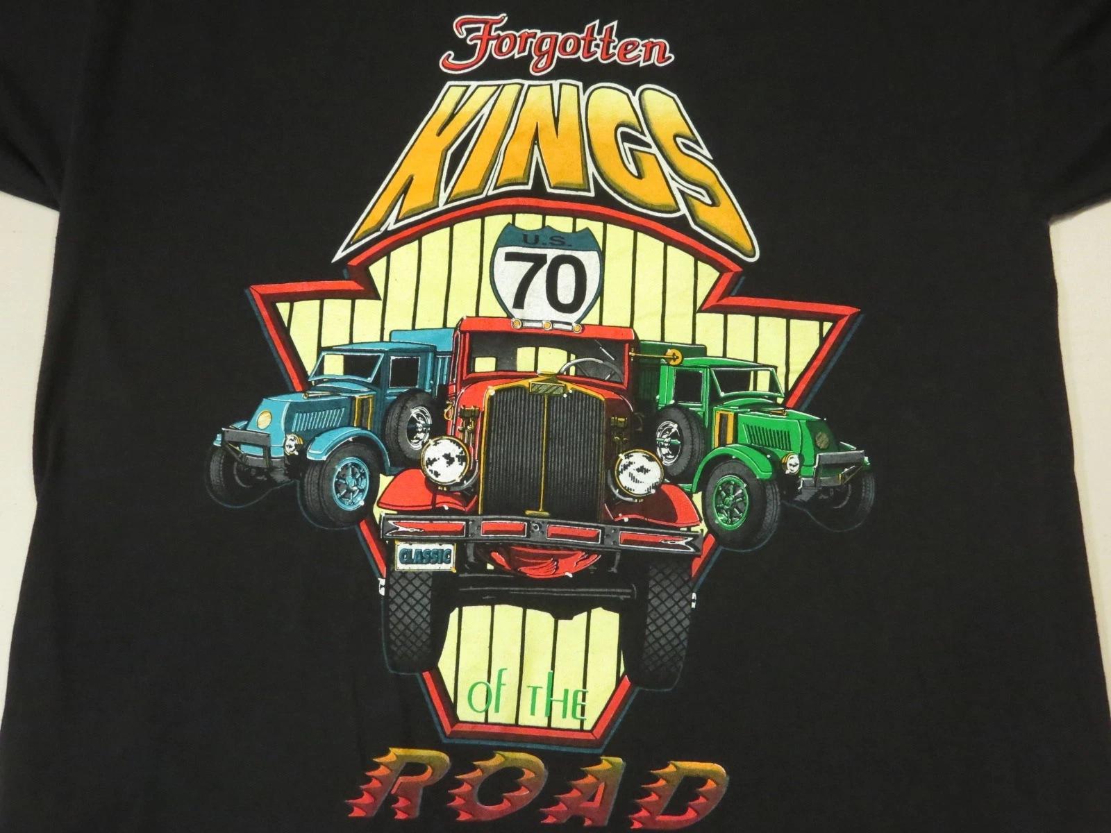 

vtg 90s FORGOTTEN KINGS OF THE ROAD CLASSIC CAR T-Shirt LARGE trucker cartoon XL