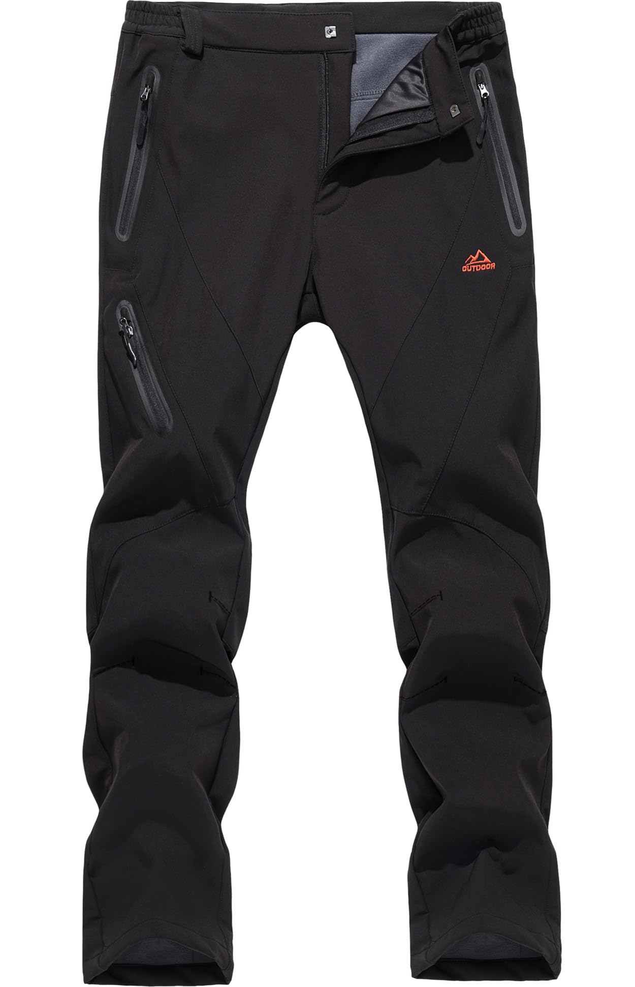 

брюки для улицы софтшелл дождь 3XL [TACVASEN] мужские с флисовой подкладкой, брюки, водонепроницаемые, брюки, однотонные, ветрозащитные, брюки, теплые, толстые, черные, чёрный