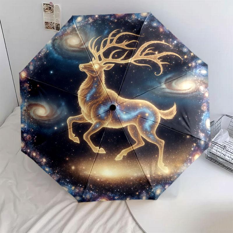Interstellar Animals Pattern Pattern New Style Umbrella, 1 Piece Automatic Folding Umbrella, Portable Travel Umbrella, Outdoor Umbrella, Birthday Gift
