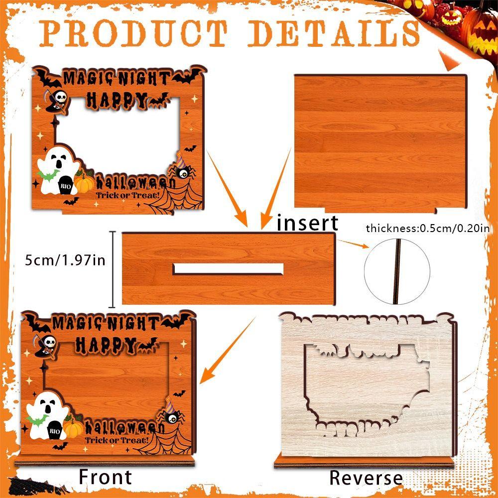Creative Wood Photo Frame Happy Halloween Design Tabletop Photo Display Rack  Living Room