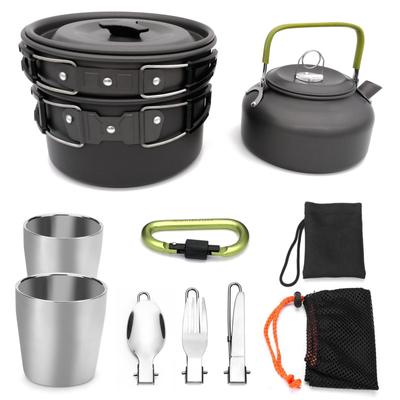 Outdoor Camping Teapot Suits Cookware Pot Sets Portable Picnic Cooking Set