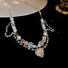 Cherry Gummy Crystal Heart Beaded Stackable Necklace - Summer Collarbone Chain Exquisite Design