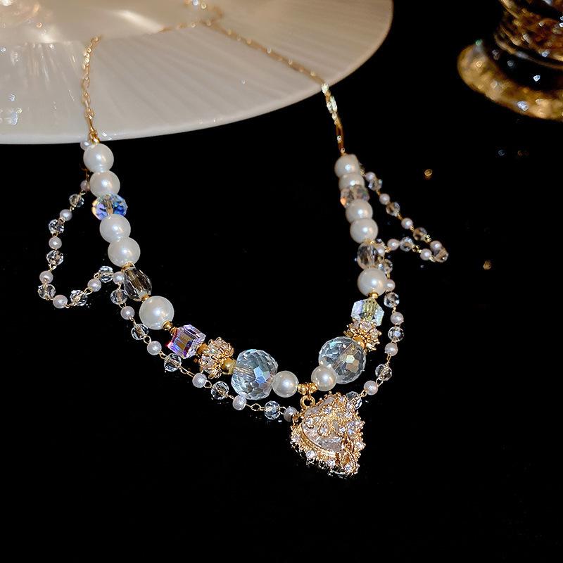 Cherry Gummy Crystal Heart Beaded Stackable Necklace - Summer Collarbone Chain Exquisite Design