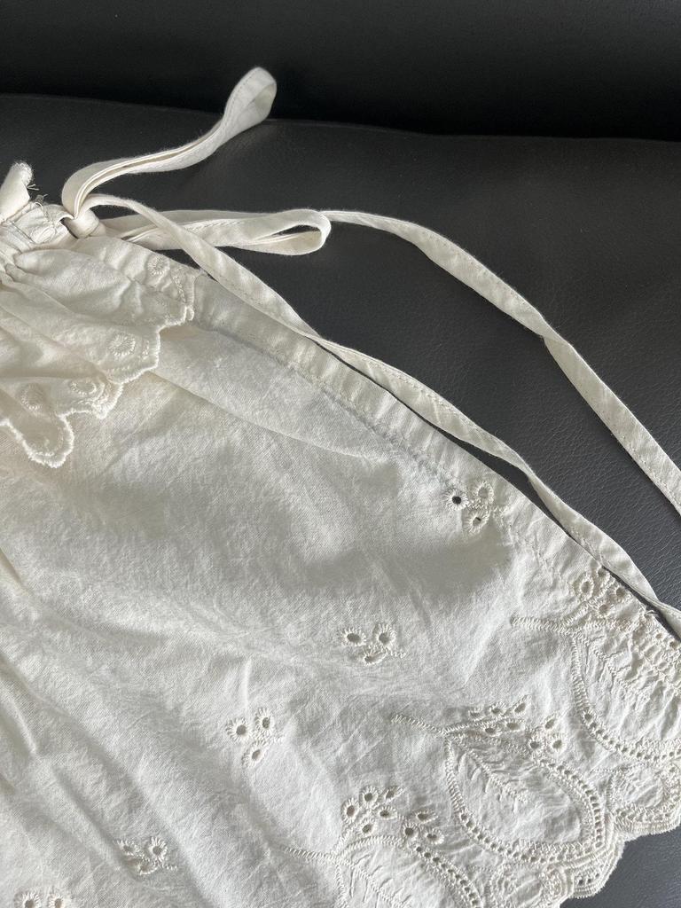 Women's Casual Versatile Sweet Side Tie Layered Cotton Skirt with Embroidered Apron