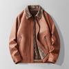 Men's new top thickened fleece leather jacket autumn and winter men's leather jacket leather light business casual square collar fashion hundred