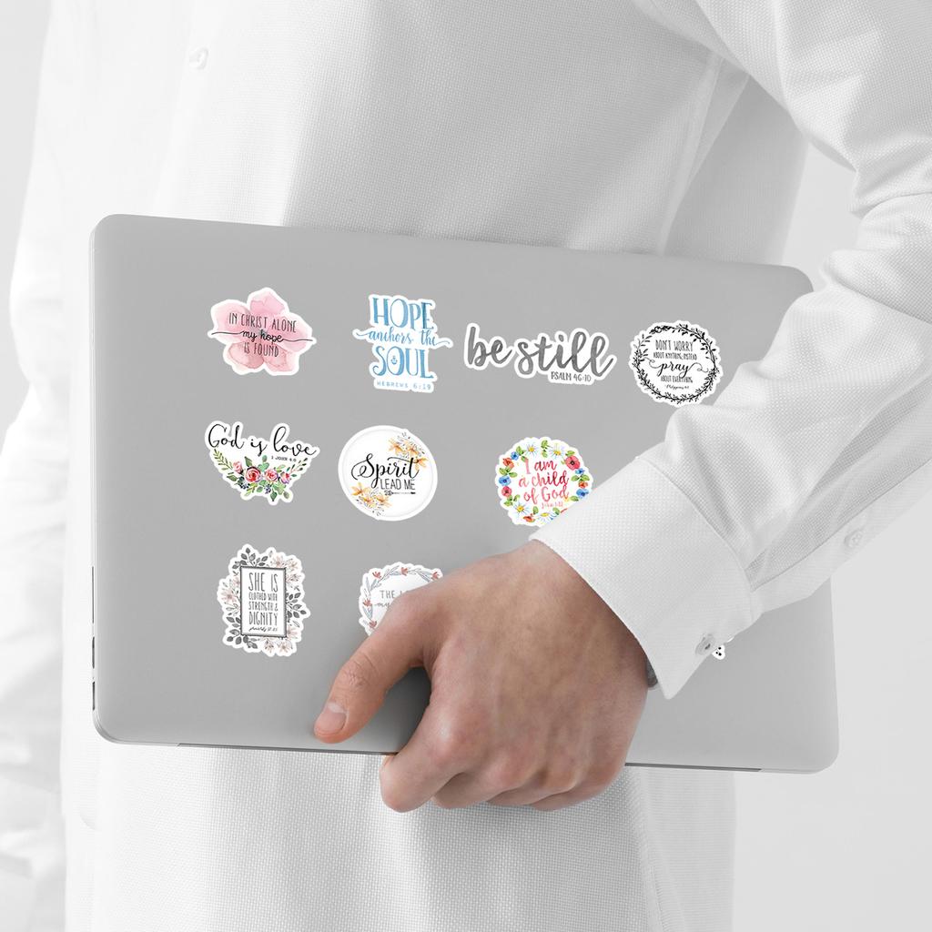 50 English Phrase Doodle Stickers for Mobile Phones and Computers, Waterproof Decorative Stickers, Creative DIY Stationery Stickers