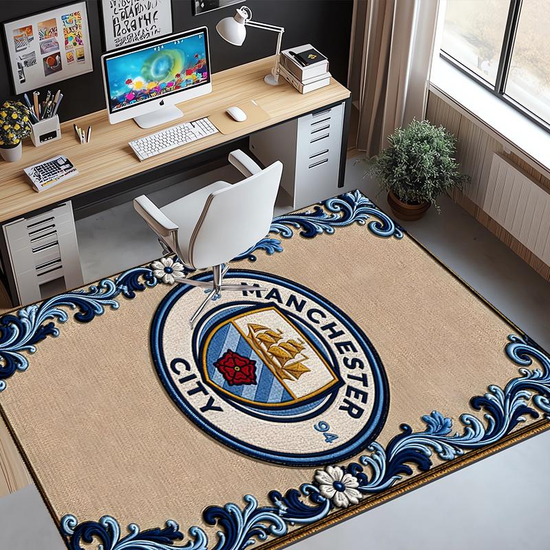 Manchester City FC Pattern Rug, Indoor/Outdoor Mat, for Picnic, Gameroom, Bedroom, Office, Living Room, Home Decor Carpet, Birthday Gift