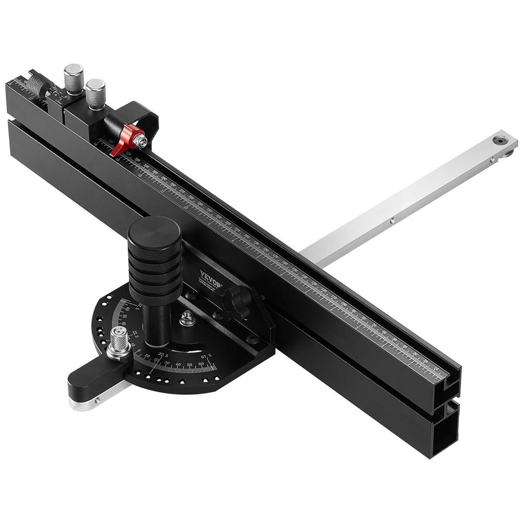 Precision Miter Gauge, Standard Slot 19 X 9.5 Mm, Aluminum Alloy Table Saw Miter Gauge with 45.7 Cm Grating 15 Angle Stops Adjustable Spring Loaded