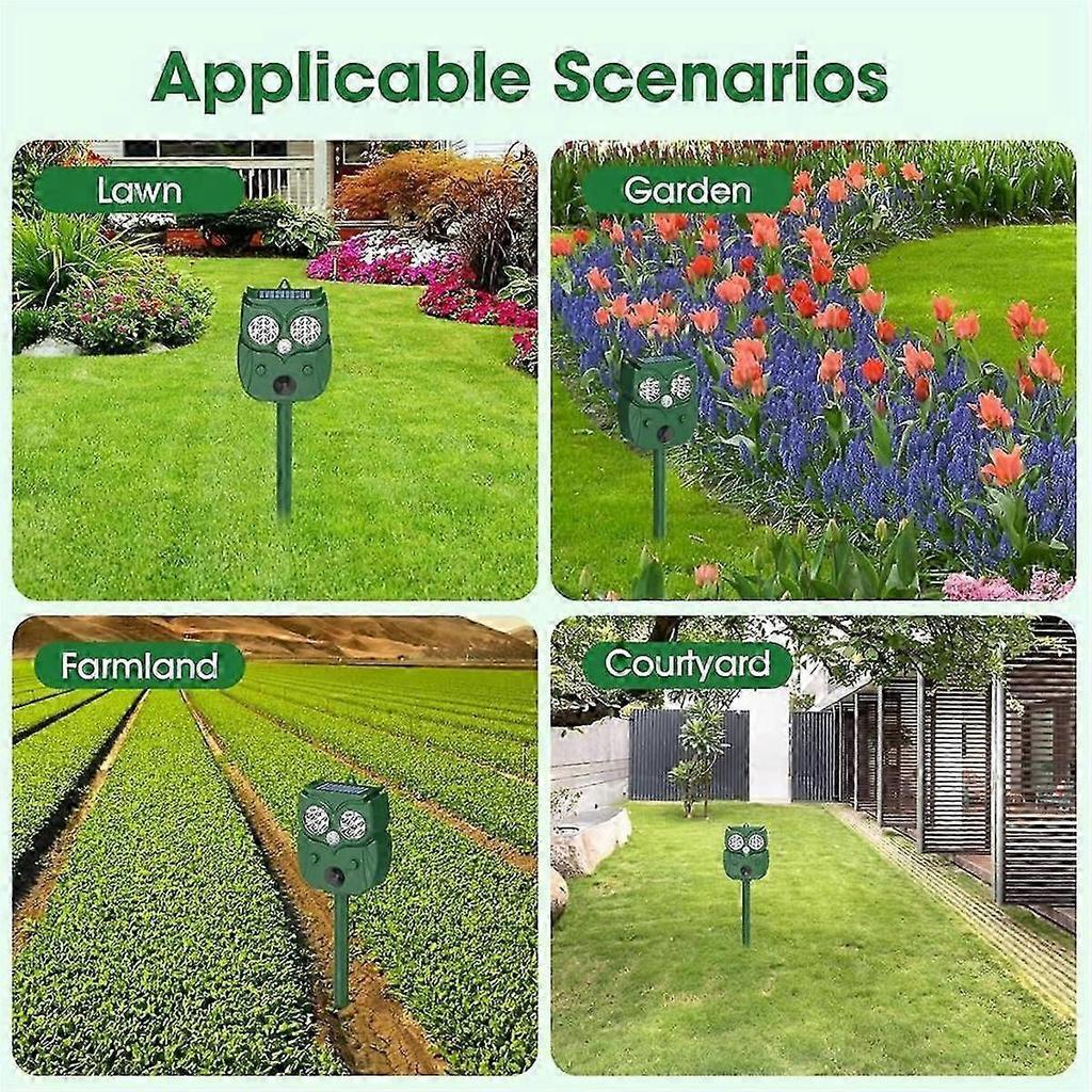 Repellente per Animali ad Ultrasuoni, Luce Lampeggiante a LED con Rilevamento del Movimento, Repellente Solare per Animali compatibile con Cane Volpe Racc