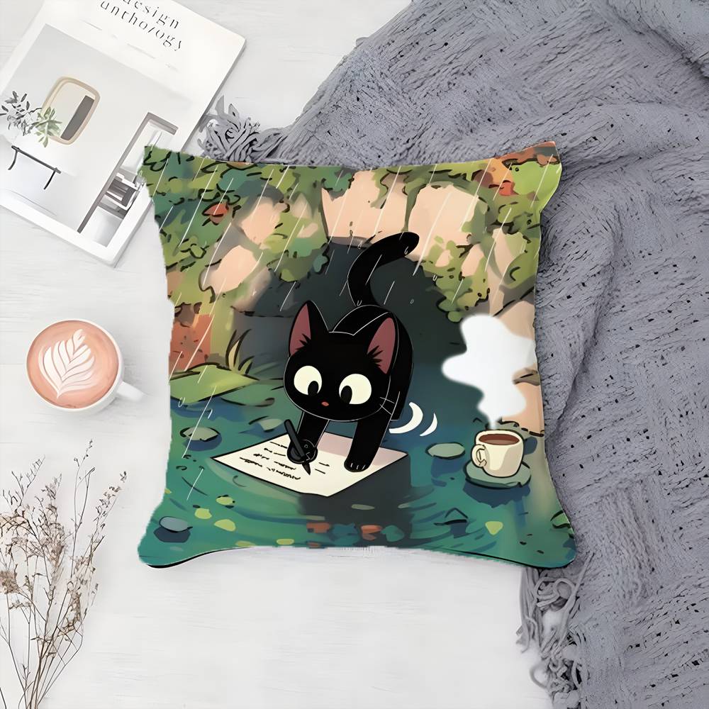 Cartoon Pond River Cat Beautiful Pillow Case Printing Pillowcase Living Room Sofa Cushion Cover Bedroom Room Decor