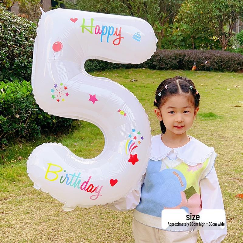 White Number Balloons for Kids' First Birthday Party Decorations