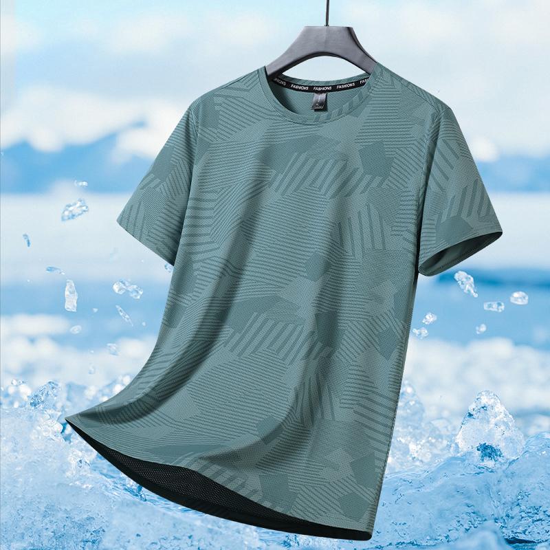 Ice Silk T-shirt Men's Camouflage Large Size Casual Short-sleeved Men's Thin Loose Top