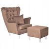 Gaja Wing Chair with Footrest Scandinavian Family Meble Nude Pouf