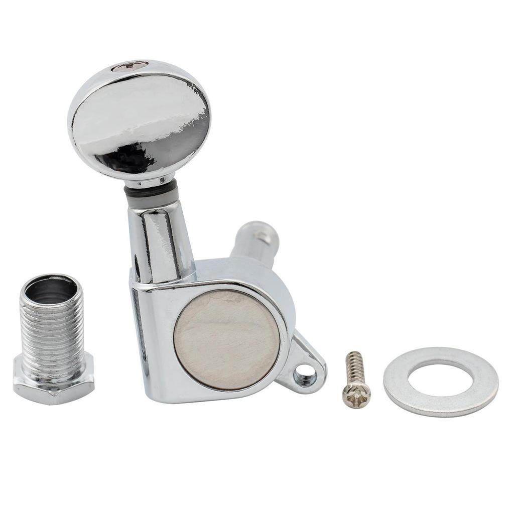 Musiclily Basic guitar tuning pegs for electric buttons 6-in-line Stratocaster/Telecaster guitars, chrome/Kidney