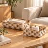 2 Pieces Paper Rope Woven Storage Basket Textured for Cosmetic Organization