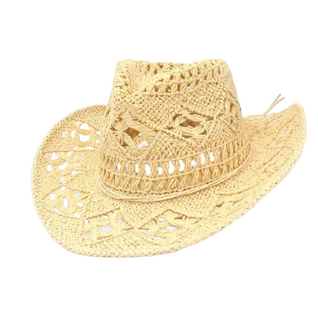 Fashion Summer Straw Cowboy Hat Handmade Weave Straw Hats, Sun Protection for Vacation Festival