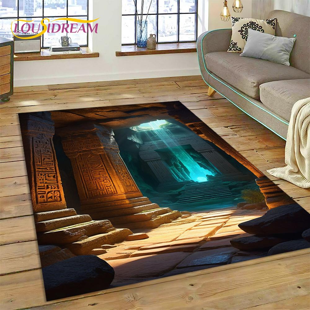 3D Illusion God's Temple Door Gate Carpet Rug for Living Room Bedroom Home Sofa Decoration,Kids Play Area Rug Non-slip Floor Mat