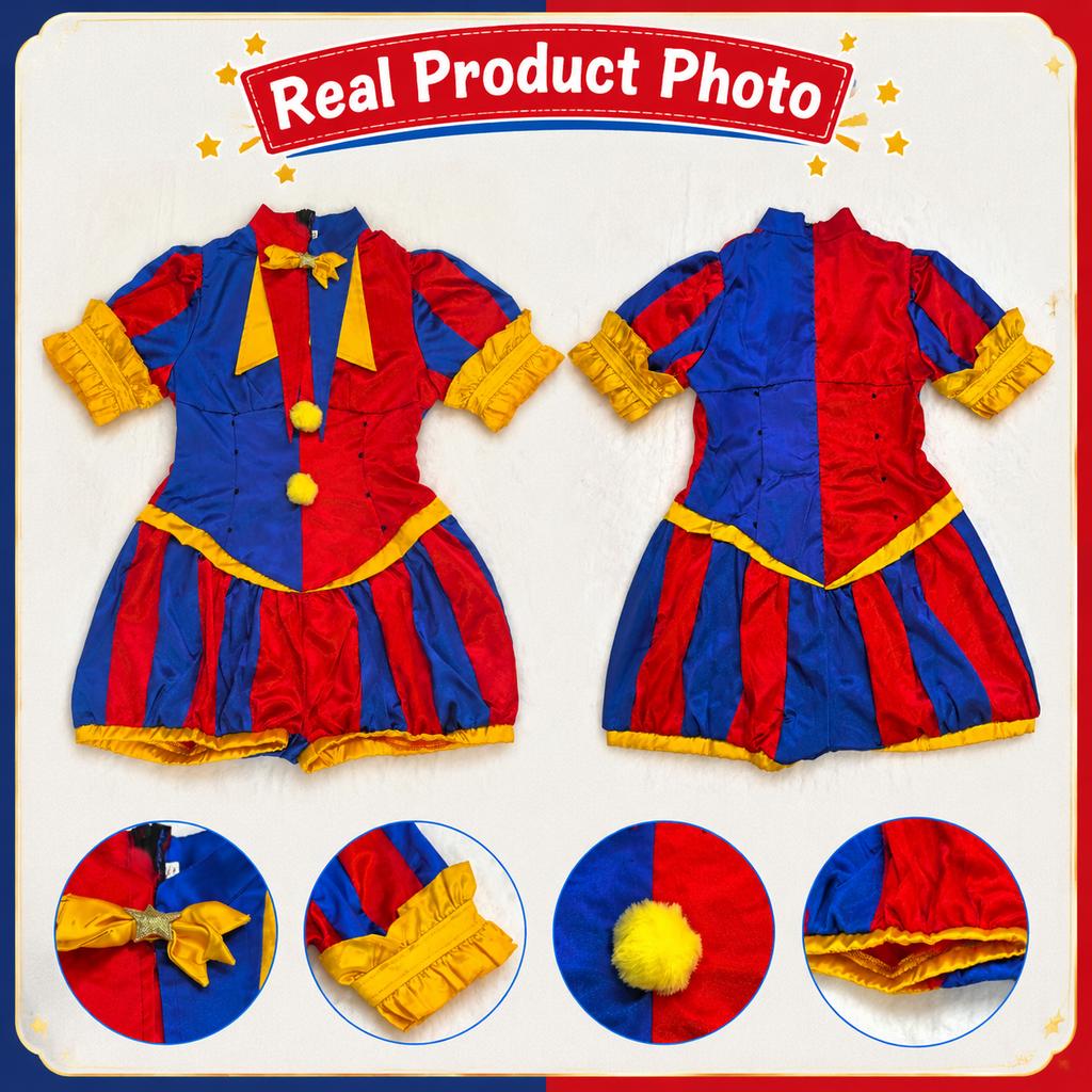 Pomni Cosplay Kostüm Anime Der Erstaunliche Digitale Zirkus Clown Uniform Halloween Kostüm Karnevalsparty Rollenspiel Kostüm für Erwachsene