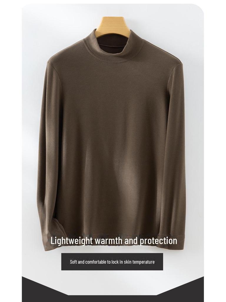 Meiyabi Men's Wool Half-High Collar Long-Sleeve Thermal Shirt for Autumn/Winter