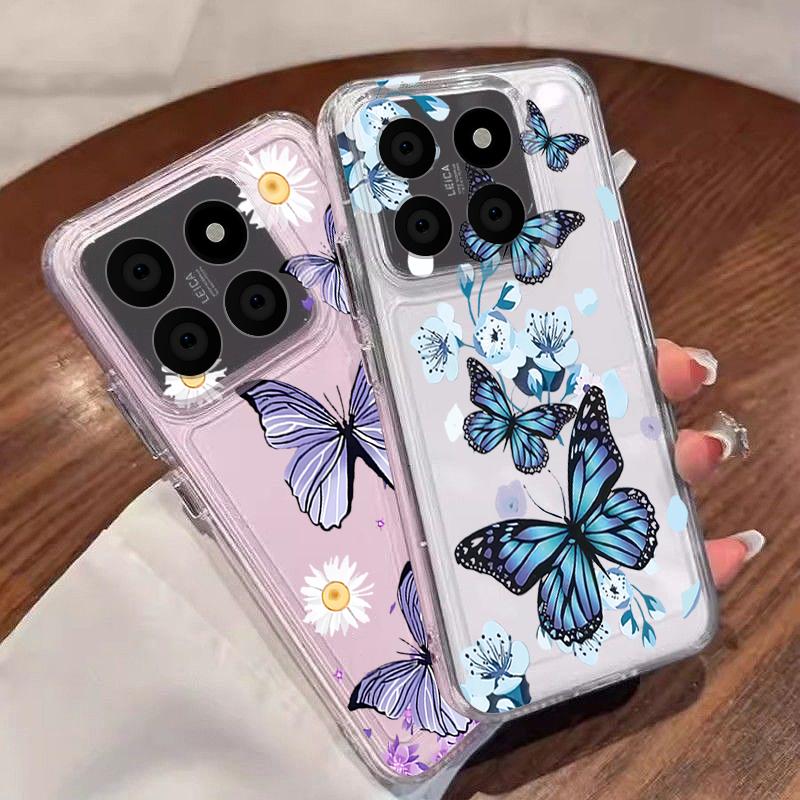 Creative Butterfly Flowers Pattern Case For Xiaomi Redmi Note 15 Pro 4G Funda Redmi Note 14 13 Pro 5G Clear Silicone Soft Cover