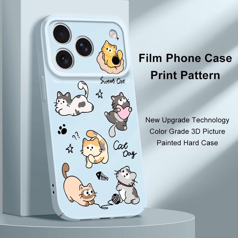 Happy Cat Phone Case For iPhone 17 Air 16 16E 15 14 Plus Pro Max Film Hard Cover