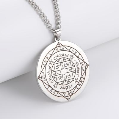 Dawapara Gelukswiel AGLA INRI Roestvrij Staal Mannen Ketting Salomo Rijkdom Amulet Michael Uriel Raphael Gabriël Aartsengel Zegel