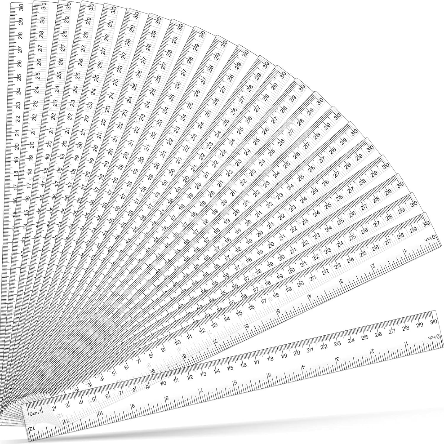 32 Pack Clear Plastic Ruler 12 Inch, Rulers Bulk for Classroom, Transparent Plastic Ruler with Centimeters and Inches, School Rulers for Kids Back to