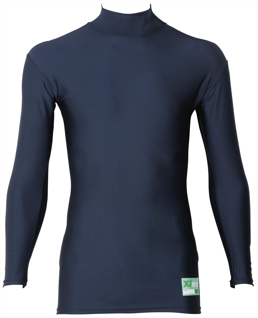 XANAX Baseball Undershirt High Neck Long Sleeve Navy L Made in Japan UPF50+ BUS-721 D.