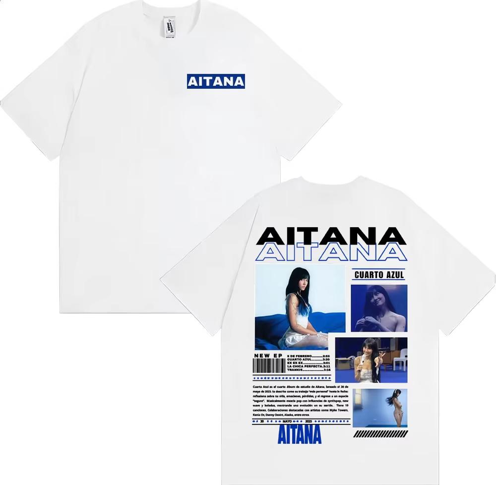 Singer Aitana Cuarto Azul Album 2025 Tour T Shirt Men Women's Fashion Aesthetic Short Sleeve T-shirts Casual Male Cotton T-shirt