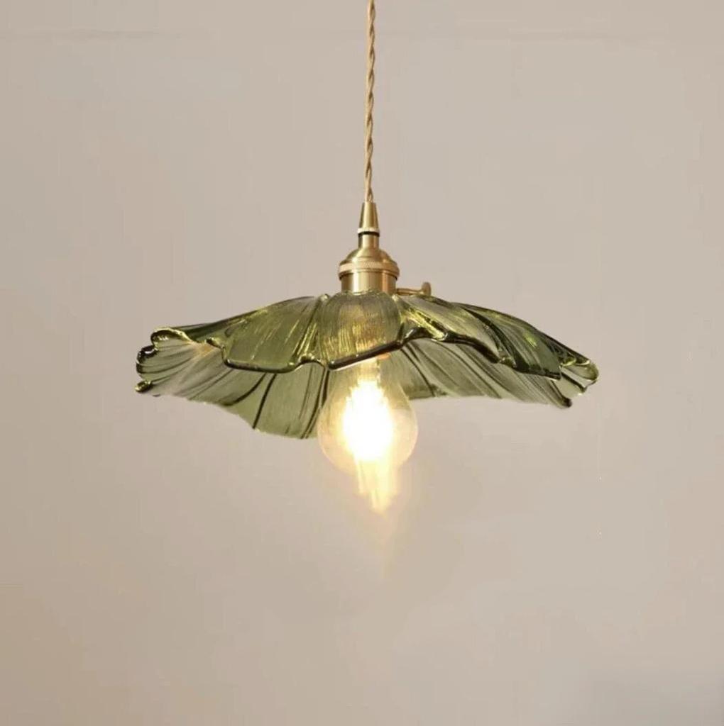 Glass Lotus Leaf Pendant Lights Flowe Hanging Lamps Home Decor Lighting for Living Room Bedroom Bedside Light Fixture Indoor