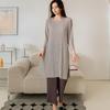 New Arrivals Open Run Dress 3 4 Sleeve Pleated Long Tee Side Slit