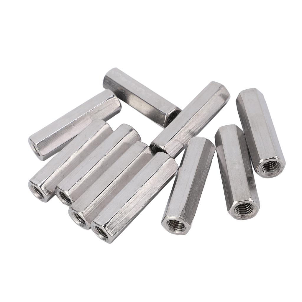 10 Stück Sechskant-Verbindungsmutter-Set Verbinder 304 Edelstahl Industrielles Befestigungselement M8x1.25 13 L50mm