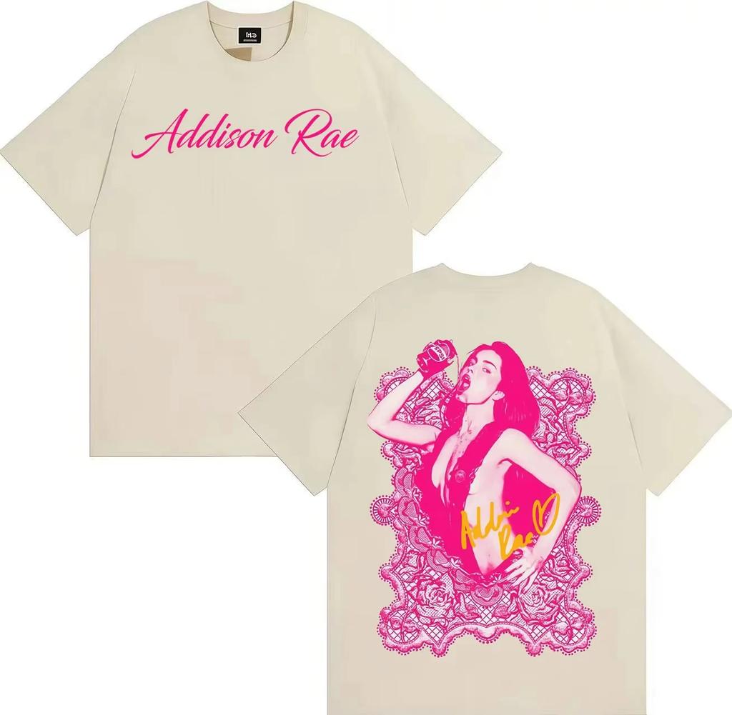 2026 Hot Addison Rae Hot Sale T Shirt Men Women Trendy Music T-Shirts Pure Cotton Crewneck Hip Hop Y2K Tees Shirts Streetwear