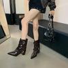Fashion Fashion Buckle Women Ankle Boots With Square Heels Shoes Female Designer Footwear Pointed Toe Ladies Modern Booties Pumps Shoes