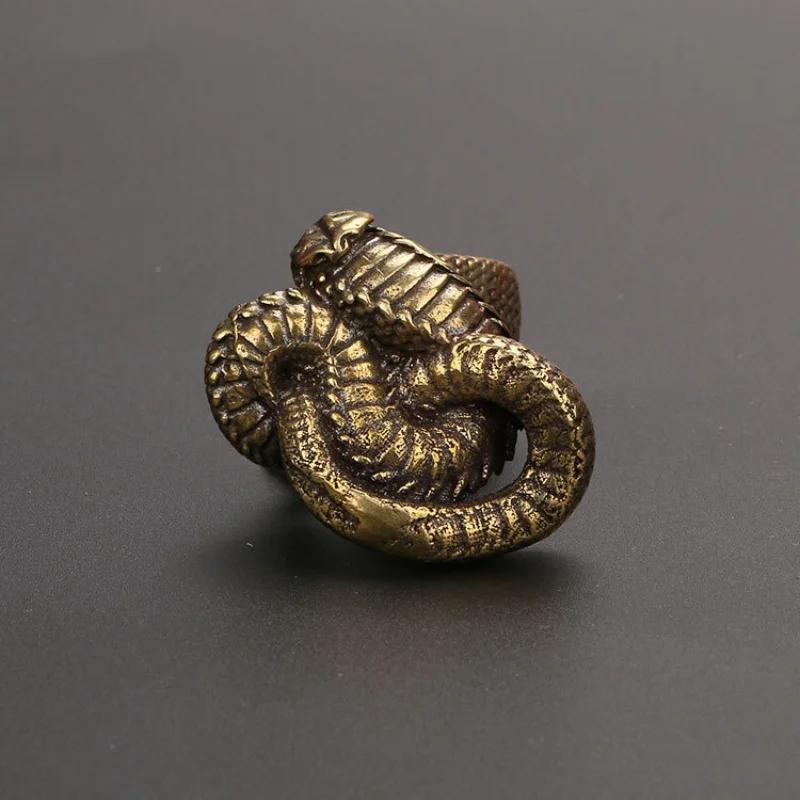Antique Bronze Cobra Boa Snake Statue Miniature Figurines Copper Zodiac Animal Desk Funny Decor Tea Pets Ornaments Brass Crafts