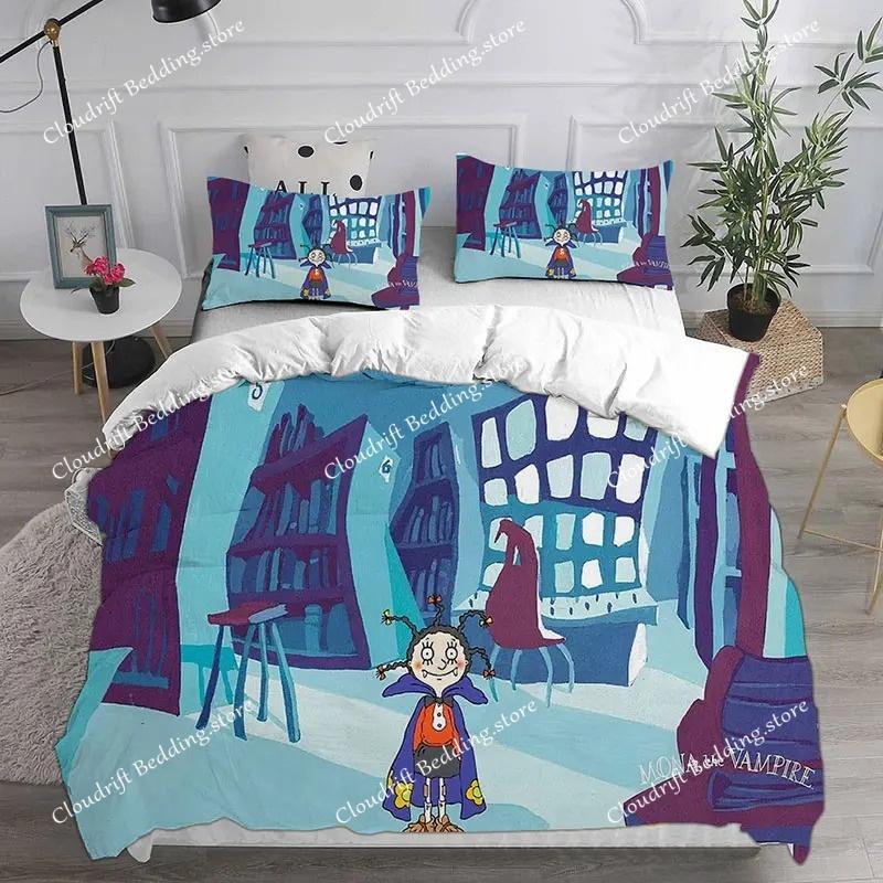 Cartoon Mona the Vampire Anime Bedding Sets Comforter Quilt Bed Cover Duvet Cover Pillow Case Kids Adult Size
