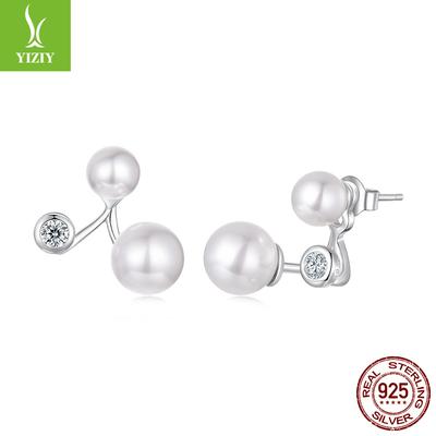 Design Sense Vorder- und Rückseite Perlenstecker Ohrringe Damen Persönlichkeit Sanft S925 Sterlingsilber Mode Ohrringe Ohrringe