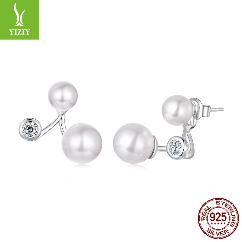 Design Sense Front And Rear Pearl Stud Earrings Women'S Personality Gentle S925 Sterling Silver Fashion Earrings Earrings