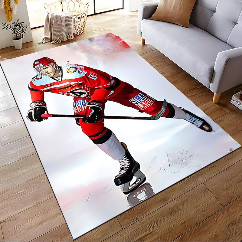 Hockey Player Red Uniform Carpet Suitable As a Non-slip Mat for the Living Room or Bedroom Sofa
