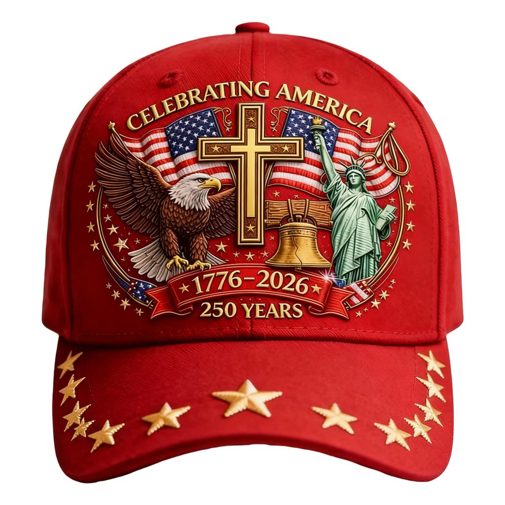 1776-2026 American Flag Print Hat Baseball Cap Patriotic Outdoor Washed Cotton Eagle Quick Dry Breathable Adjustable Cap for Men