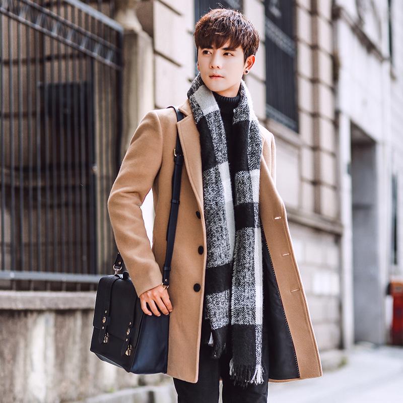 Men's Coat Korean Version Slim-fitting Medium and Long Trench Coat Casual Single-breasted Large-size Dragon and Phoenix Coat