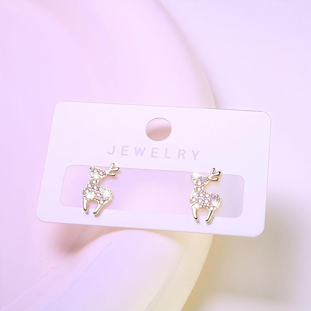 Elegant Petite Fawn Stud Earrings for Women - Fashionable Christmas Holiday Jewelry Gift