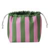 Large Capacity Drawstring Cosmetic Bag Portable Striped Cosmetic Organizer  Female