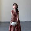 Girls' Plaid Dress Summer Korean Children's Cotton Dress Mid Length Long Skirt