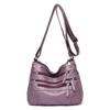 Solid Color Multi Zipper Bag Vintage Soft Leather Shoulder Bag  Casual Crossbody Purse For Work