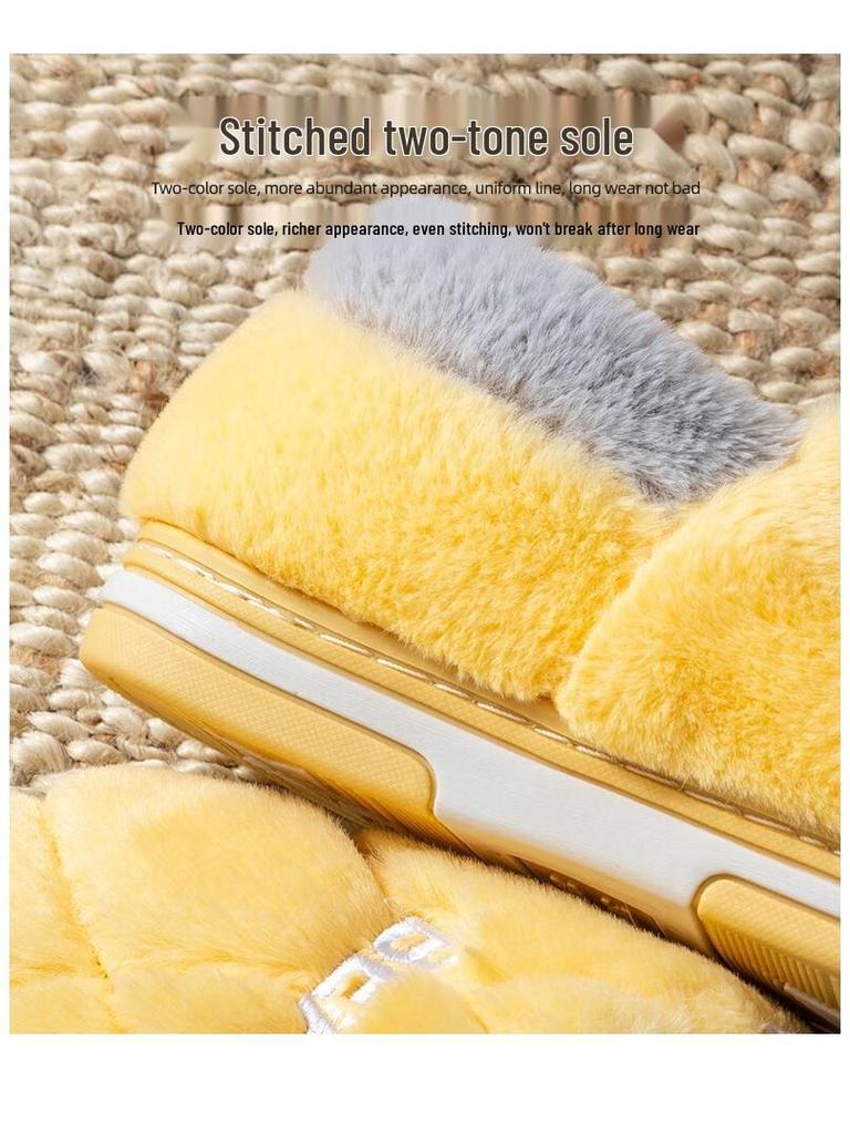 Jieleya Unisex Cotton Slippers - Warm, Plush, Closed-Heel for Autumn/Winter Indoor Use