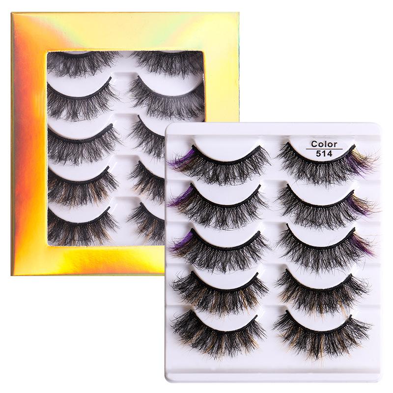 

5 пар цветных жареных накладных ресниц, естественно густые завитые ресницы из искусственной норки