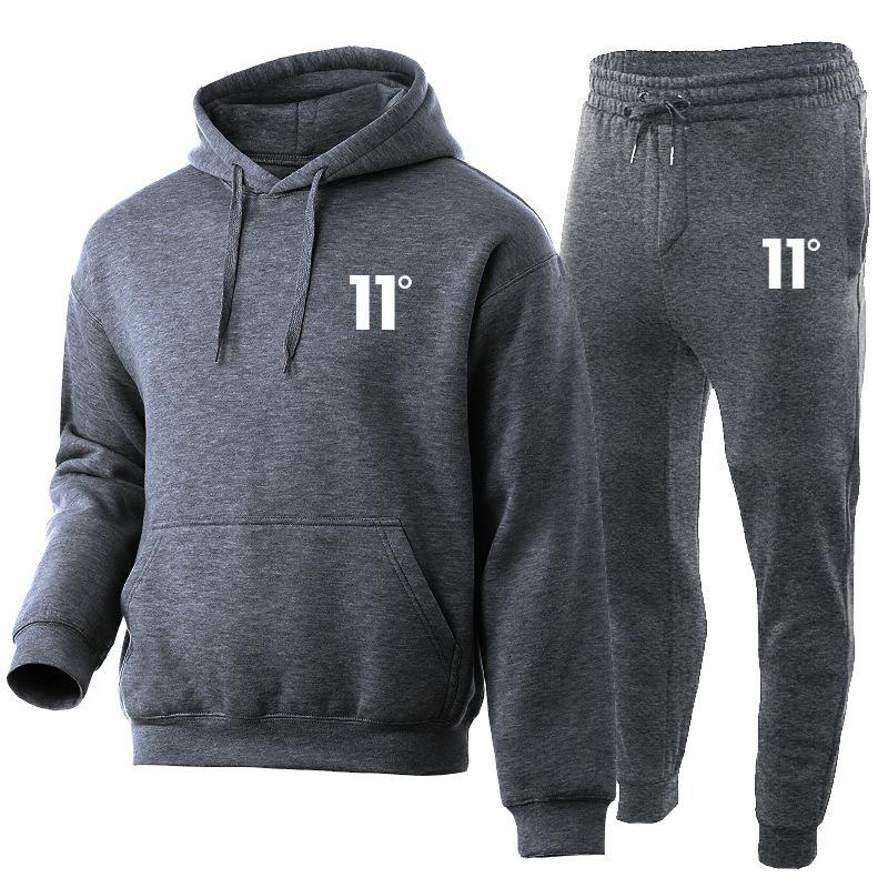 Directly from the Manufacturer Autumn and Winter Men's Casual Hooded Suit Men's Trend Fleece Sweater Sweatpants Sports Men's Two-piece Set