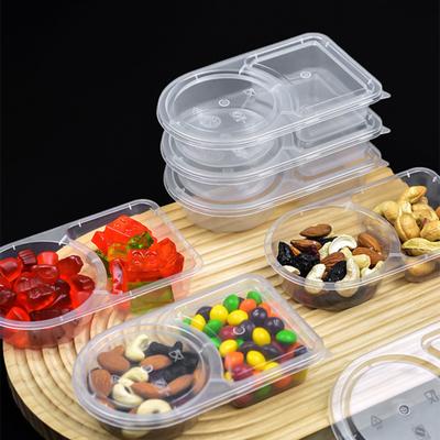 Récipient à Condiments à Double Compartiment avec Couvercles et Cuillère Boîte à Sauce Étanche Récipients d'Assaisonnement Transparents Réutilisables pour Cuisine Café Restaurant