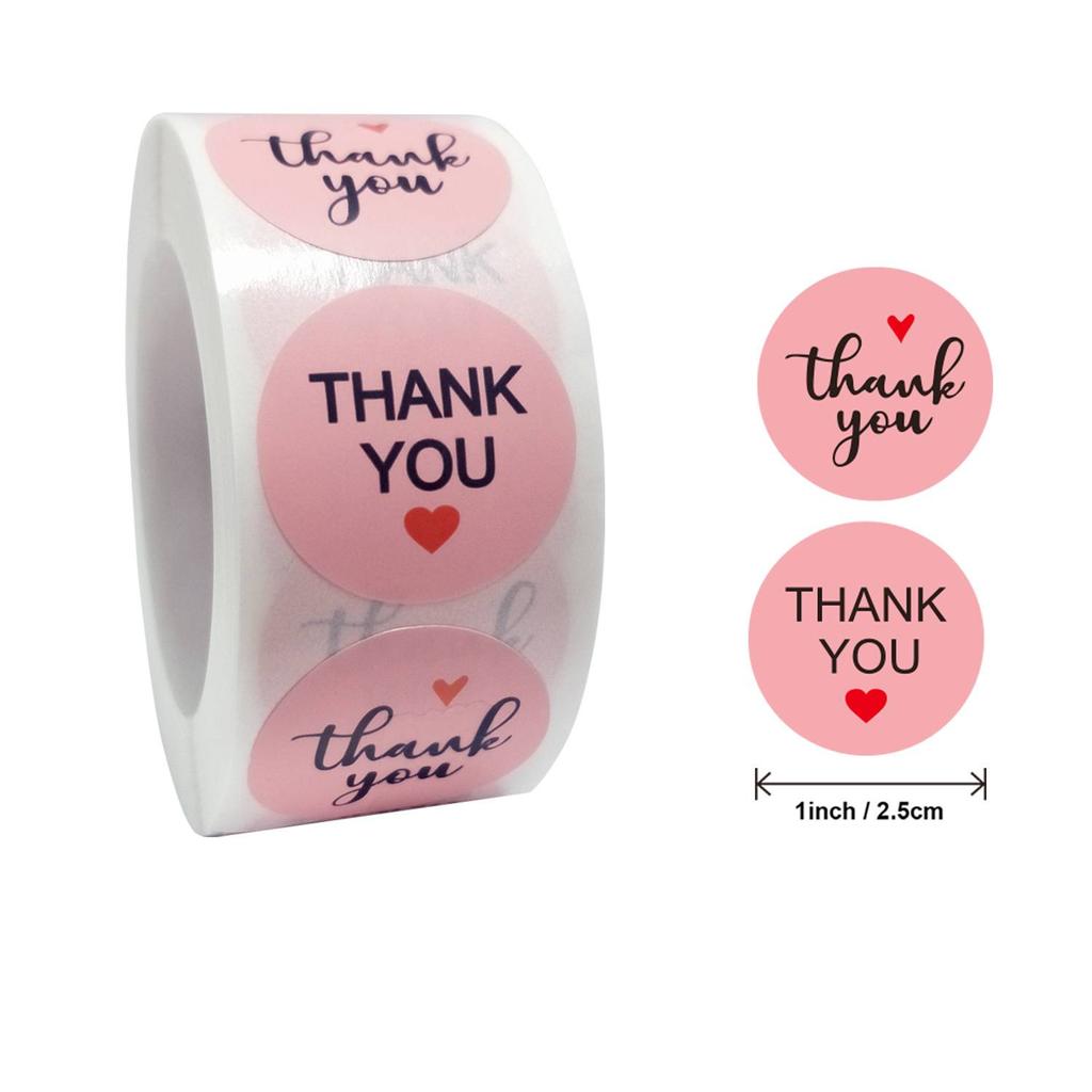 500pcs Pink Paper Label Stickers Foil Thank You Wedding Stickers Scrapbooking 1inch Envelope Seals Handmade Stationery Sticker